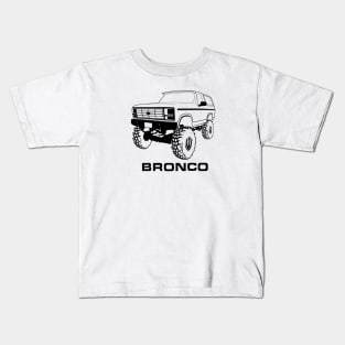 1980-1986 Ford Bronco Lifted Black Print Kids T-Shirt